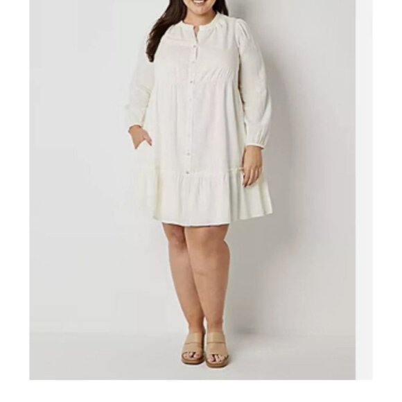 FRYE AND CO. Dresses & Skirts - Frye and Co. Women’s Long Sleeve Shirt Dress Ivory L